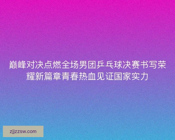 巅峰对决点燃全场男团乒乓球决赛书写荣耀新篇章青春热血见证国家实力