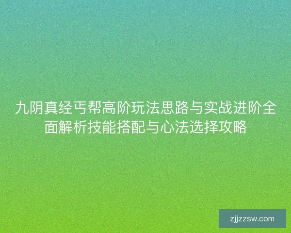 九阴真经丐帮高阶玩法思路与实战进阶全面解析技能搭配与心法选择攻略