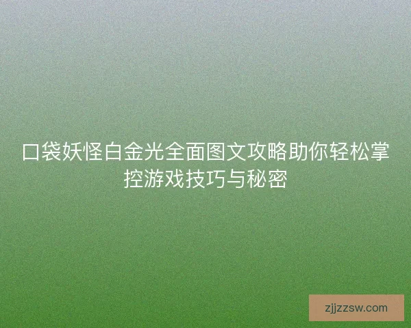 口袋妖怪白金光全面图文攻略助你轻松掌控游戏技巧与秘密